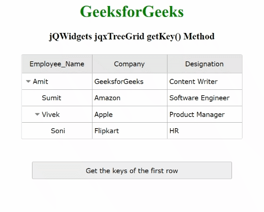 jQWidgets jqxTreeGrid getKey()方法