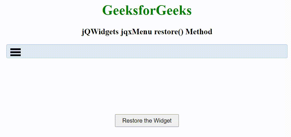 jQWidgets jqxMenu restore() 方法