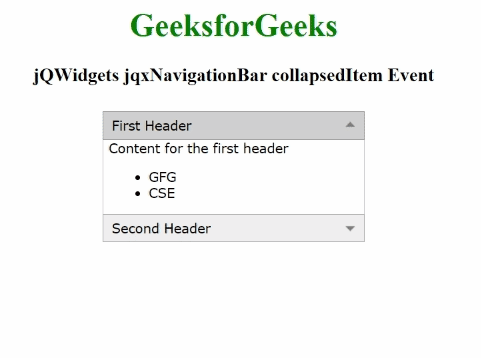 jQWidgets jqxNavigationBar collapsedItem事件