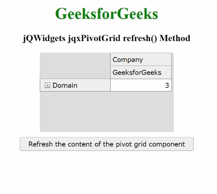 jQWidgets jqxPivotGrid refresh() 方法