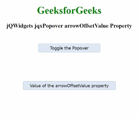 jQWidgets jqxPopover arrowOffsetValue属性