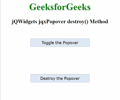 jQWidgets jqxPopover destroy()方法