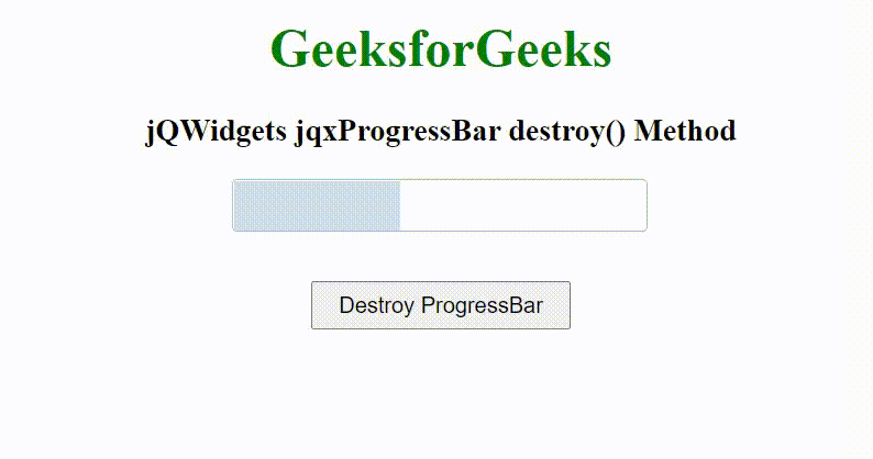 jQWidgets jqxProgressBar destroy()方法