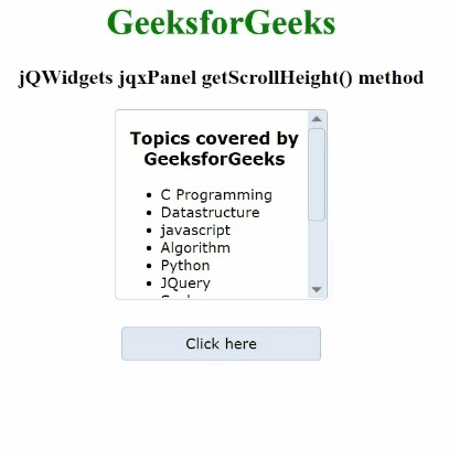 jQWidgets jqxPanel getScrollHeight()方法