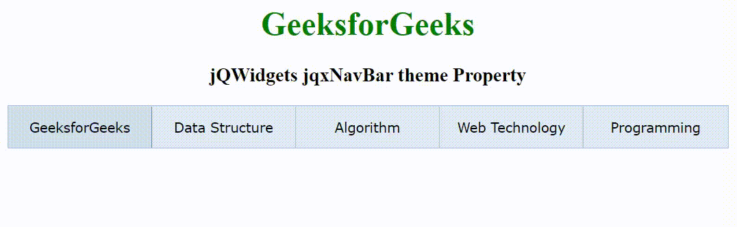 jQWidgets jqxNavBar主题属性 jQWidgets jqxNavBar主题属性