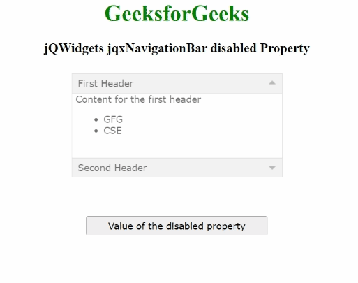 jQWidgets jqxNavigationBar disabled属性 jQWidgets jqxNavigationBar disabled属性