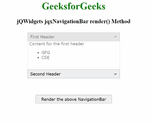 jQWidgets jqxNavigationBar render()方法