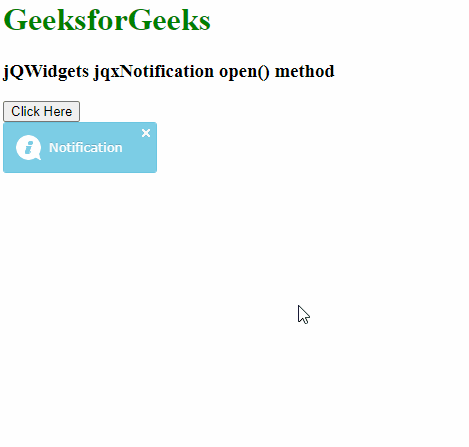 jQWidgets jqxNotification open()方法