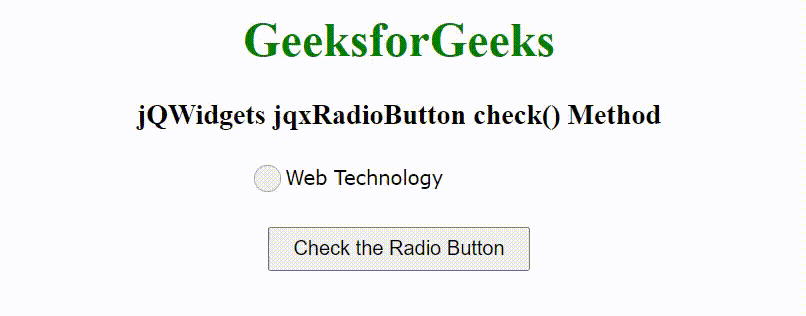 jQWidgets jqxRadioButton check()方法
