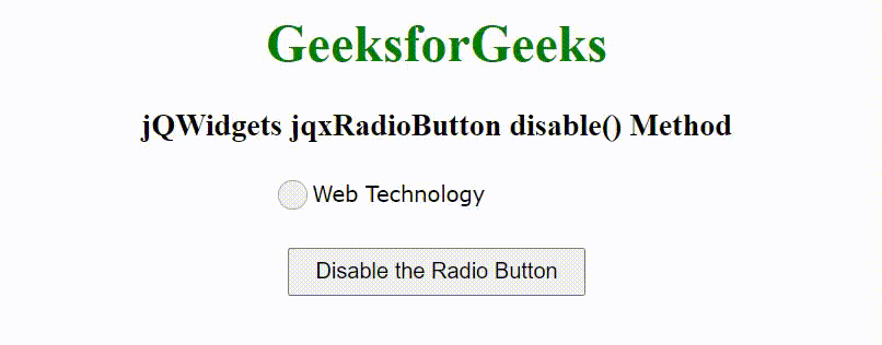 jQWidgets jqxRadioButton disable()方法