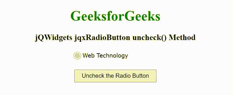 jQWidgets jqxRadioButton uncheck()方法