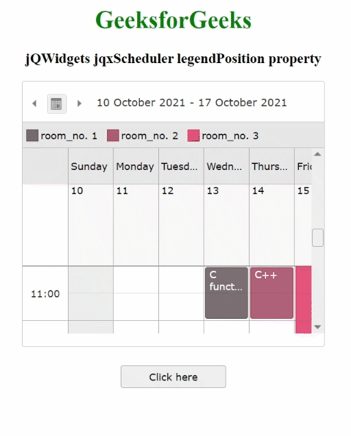 jQWidgets jqxScheduler legendPosition属性