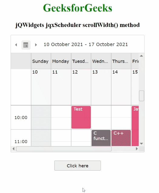 jQWidgets jqxScheduler scrollWidth()方法