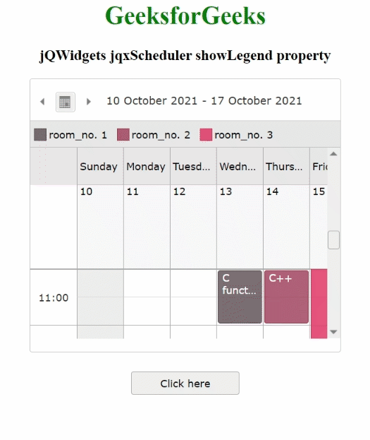 jQWidgets jqxScheduler showLegend属性