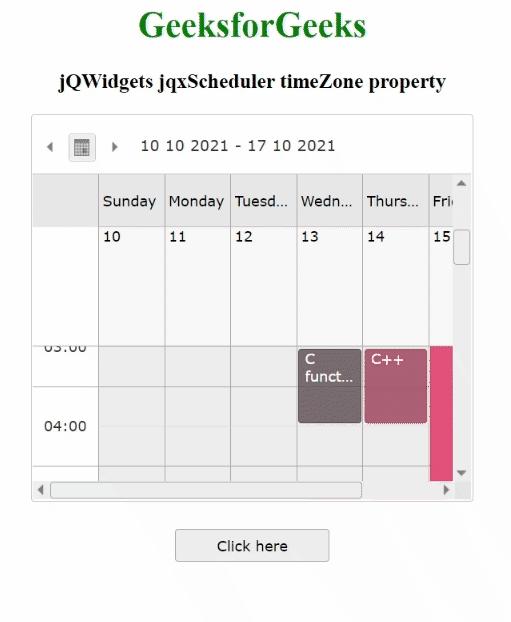 jQWidgets jqxScheduler timeZone属性