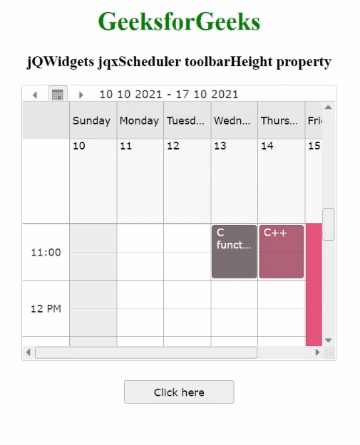jQWidgets jqxScheduler toolbarHeight属性