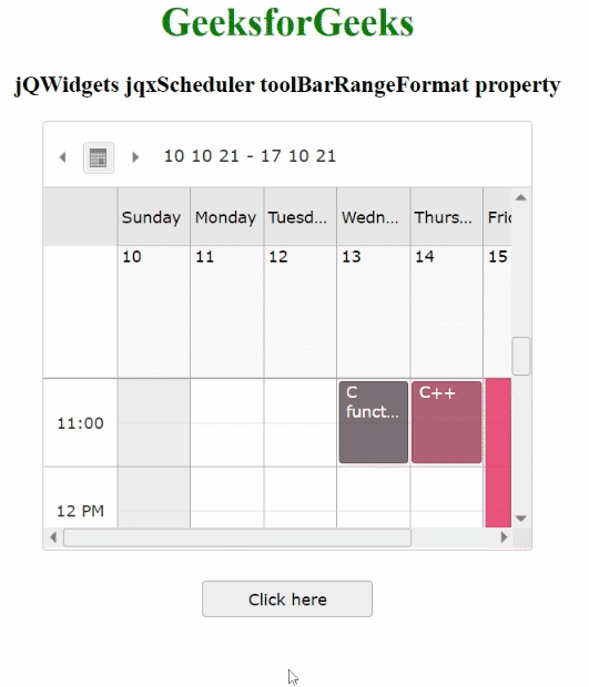jQWidgets jqxScheduler toolBarRangeFormat属性 jQWidgets jqxScheduler toolBarRangeFormat属性