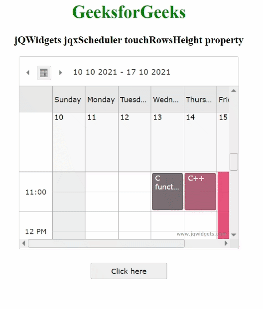 jQWidgets jqxScheduler touchRowsHeight属性
