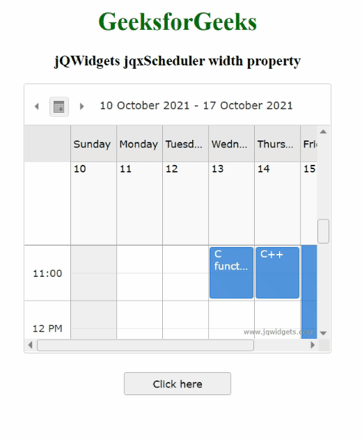 jQWidgets jqxScheduler宽度属性