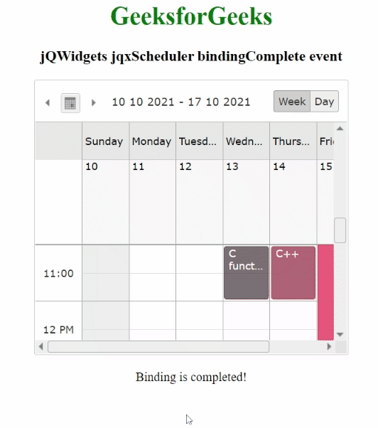 jQWidgets jqxScheduler bindingComplete事件