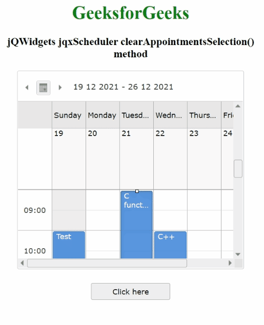 jQWidgets jqxScheduler clearAppointmentsSelection()方法