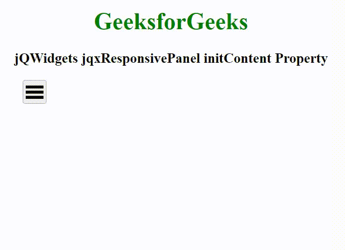 jQWidgets jqxResponsivePanel initContent属性