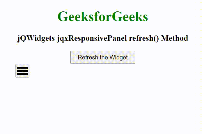 jQWidgets jqxResponsivePanel refresh()方法