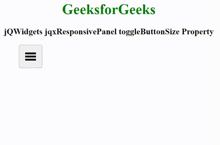 jQWidgets jqxResponsivePanel toggleButtonSize属性
