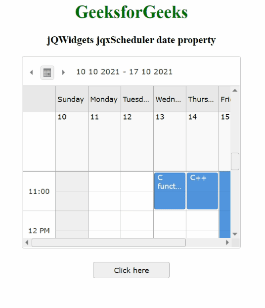 jQWidgets jqxScheduler date属性