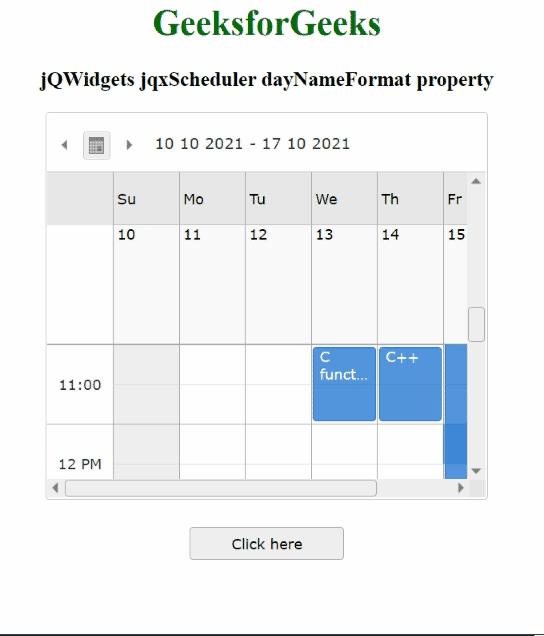 jQWidgets jqxScheduler dayNameFormat属性 jQWidgets jqxScheduler dayNameFormat属性