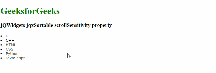 jQWidgets jqxSortable scrollSensitivity属性