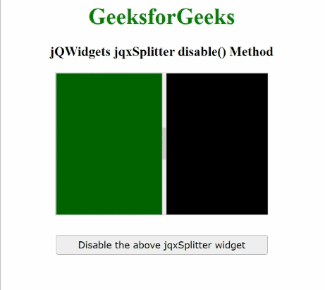 jQWidgets jqxSplitter disable() 方法