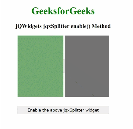 jQWidgets jqxSplitter enable()方法