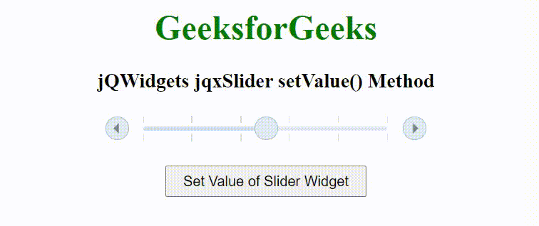 jQWidgets jqxSlider setValue()方法
