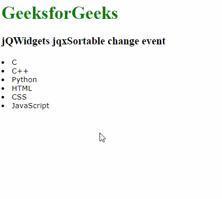 jQWidgets jqxSortable改变事件