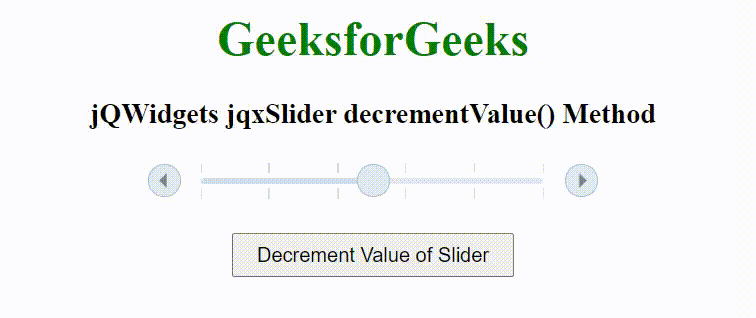 jQWidgets jqxSlider decrementValue()方法