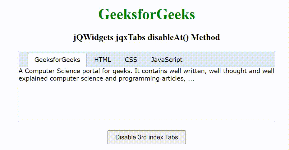 jQWidgets jqxTabs disableAt()方法