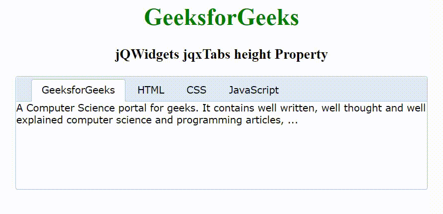 jQWidgets jqxTabs height 属性