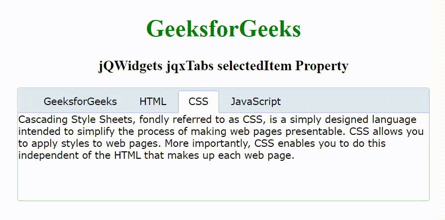 jQWidgets jqxTabs selectedItem属性
