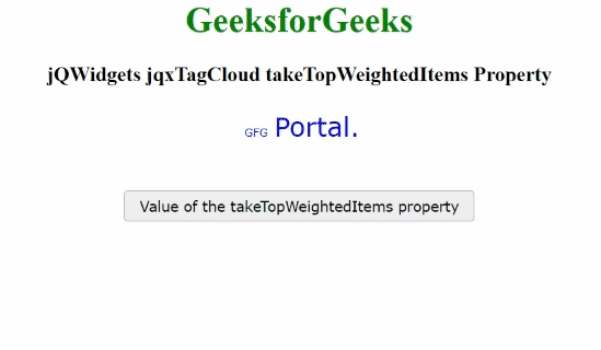 jQWidgets jqxTagCloud takeTopWeightedItems属性