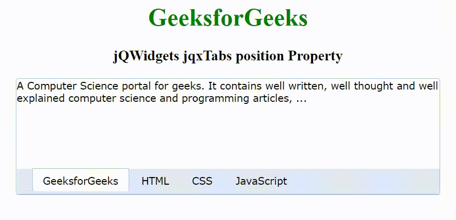 jQWidgets jqxTabs position属性