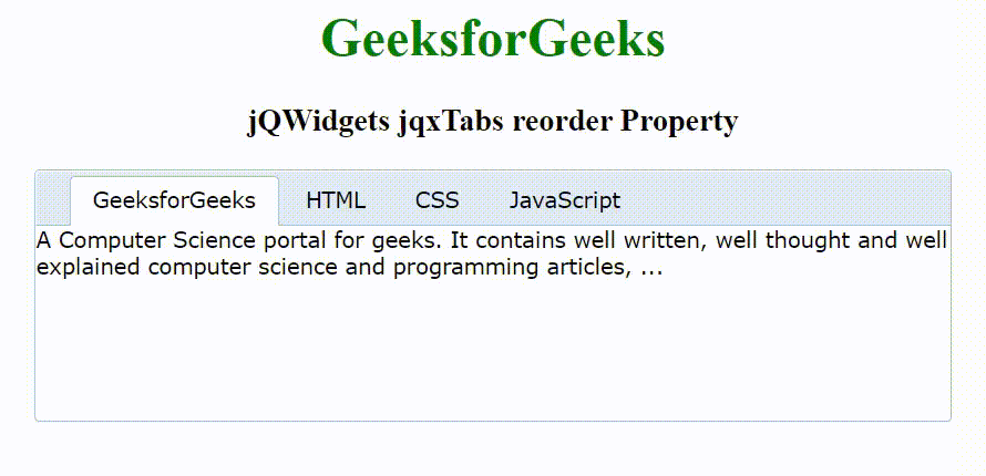 jQWidgets jqxTabs reorder属性