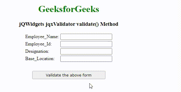 jQWidgets jqxValidator validate()方法