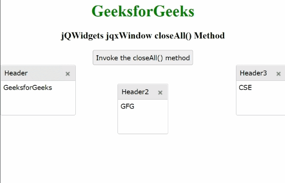jQWidgets jqxWindow closeAll()方法