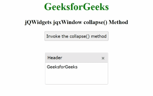 jQWidgets jqxWindow collapse()方法