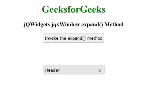 jQWidgets jqxWindow expand()方法