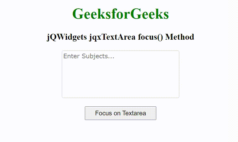 jQWidgets jqxTextArea focus()方法