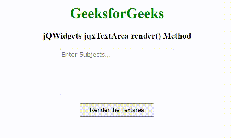 jQWidgets jqxTextArea render()方法