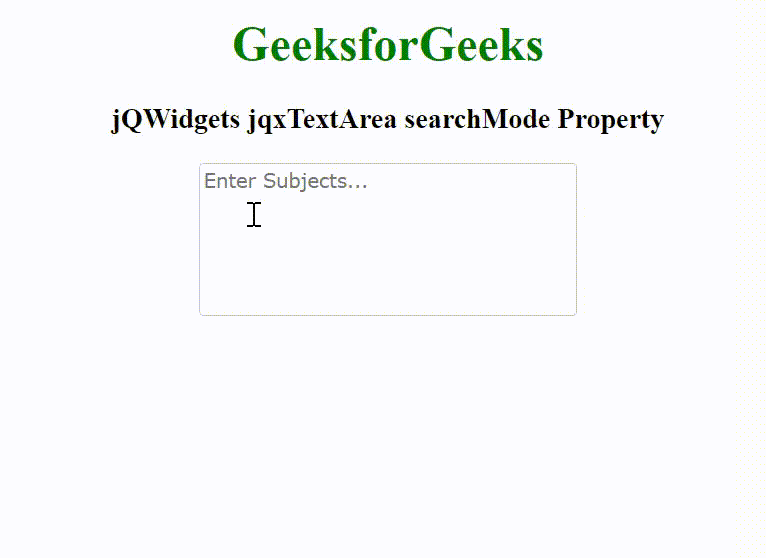 jQWidgets jqxTextArea searchMode属性
