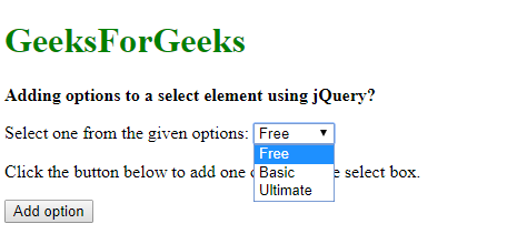 如何使用jQuery在选择元素中添加选项？